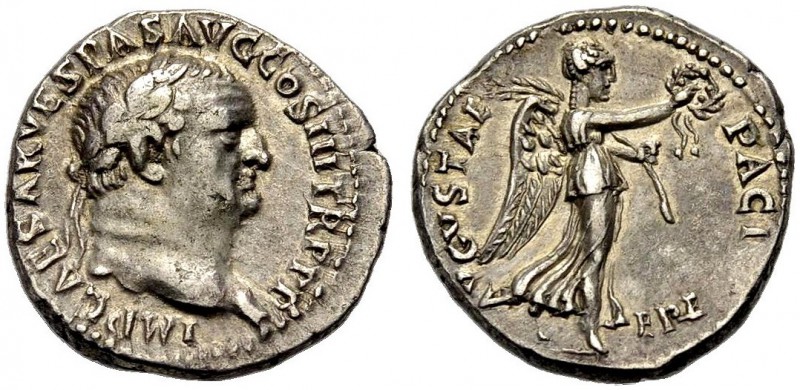 KAISERZEIT. Vespasianus, 69-79. Denar, 71, Ephesos. Büste mit L. n. r. IMP CAESA...