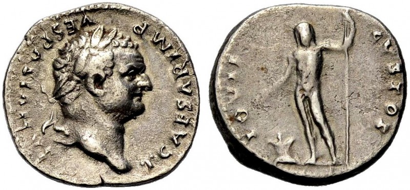 KAISERZEIT. Titus, als Caesar unter Vespasianus, 69-79. Denar, 76. Erste Emissio...