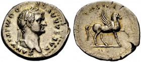 KAISERZEIT. Domitianus Caesar, 69-81. Denar, 76-77 unter Vespasianus. Büste mit L. n. r. DOMITIANVS -CAESAR AVG F Rv. COS IIII Pegasos n. r. stehend. ...