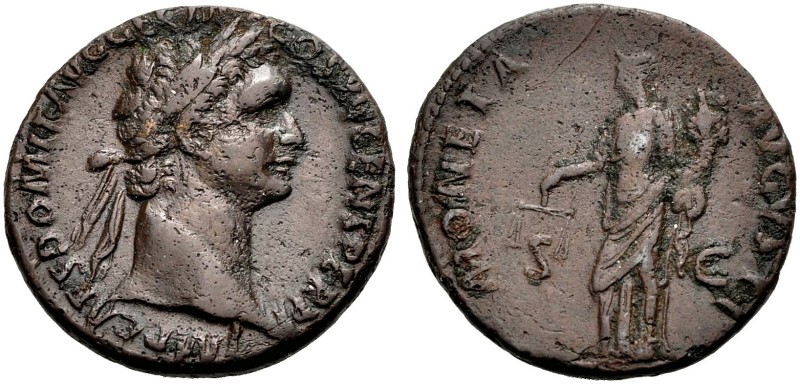 KAISERZEIT. Domitianus, 81-96. As, 85. Rom. Büste mit L. n. r. Rv. MONETA - AVGV...