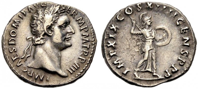 KAISERZEIT. Domitianus, 81-96. Denar, 88-89 Rom. Büste mit L. n. r. IMP CAES DOM...