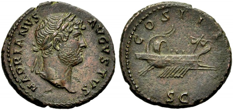 KAISERZEIT. Hadrianus, 117-138. As, 125-128. Kopf mit L. n.r. Rv. COS III / SC G...