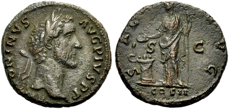 KAISERZEIT. Antoninus Pius, 138-161. As, 139. Büste mit L. n. r. ANTONINVS AVG P...