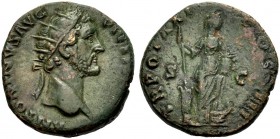 KAISERZEIT. Antoninus Pius, 138-161. Dupondius, 158. Büste mit Strkr. n.r. ANTONINVS AVG PIVS (PP IMP II) Rv. TR POT XXI COS IIII/S C Annona n. r. ste...