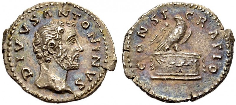 KAISERZEIT. Antoninus Pius, 138-161. Denar, postum, 161. DIVVS ANTONINVS Kopf mi...