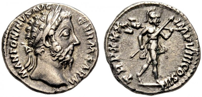 KAISERZEIT. Marcus Aurelius, 161-180. Denar, 175-176 Büste mit L. n. r. M ANTONI...