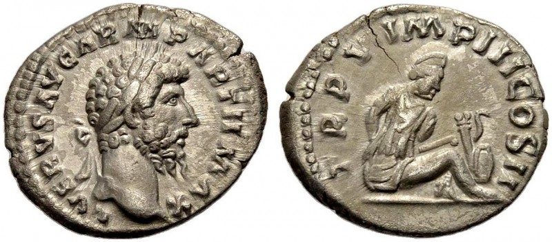 KAISERZEIT. Lucius Verus, 161-169. Denar, Rom, 165. Büste mit L. n. r. L. VERVS ...