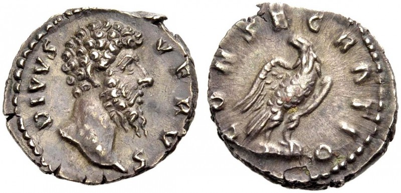 KAISERZEIT. Lucius Verus, 161-169. Denar, postum unter M. Aurel, 169. Barhäuptig...