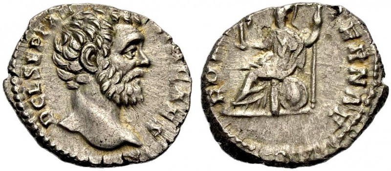 KAISERZEIT. Clodius Albinus, 195-197. Denar, 193. Rom. Bärtige, barhäuptige Büst...