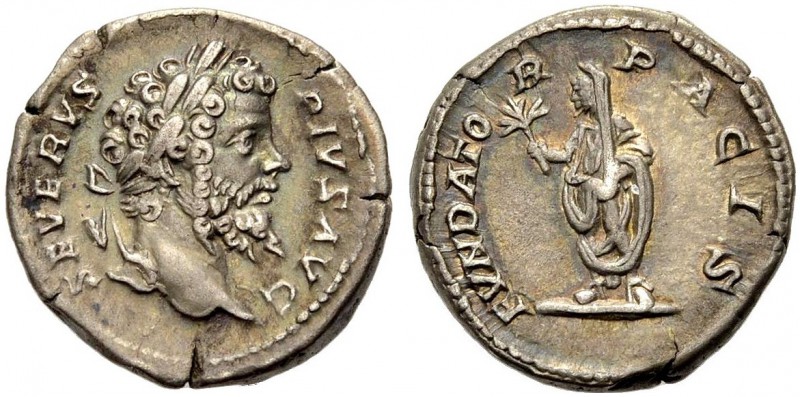 KAISERZEIT. Septimius Severus, 193-211. Denar, 202-210 Büste mit L. n. r. SEVERV...