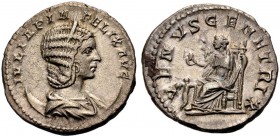 KAISERZEIT. Julia Domna, 193-217. Antoninian (Doppeldenar), 211-217, unter Caracalla. Drap. Büste mit D. auf Mondsichel n.r. IVLIA PIA AVGVSTA FELIX A...
