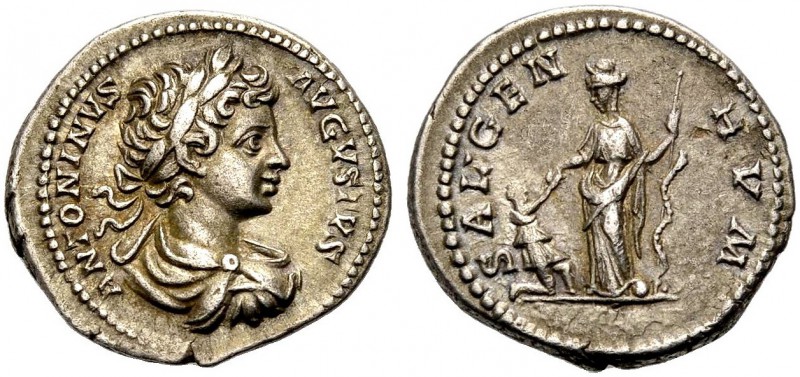 KAISERZEIT. Caracalla, 198-217. Denar, Rom, 199-200 ANTONINVS AVGVSTVS Gep., dra...