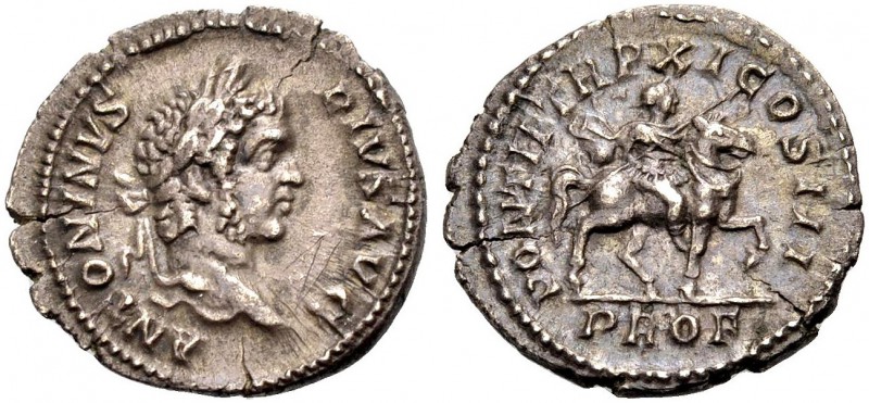 KAISERZEIT. Caracalla, 198-217. Denar, 208. Büste mit L n. r. ANTONINVS PIVS AVG...