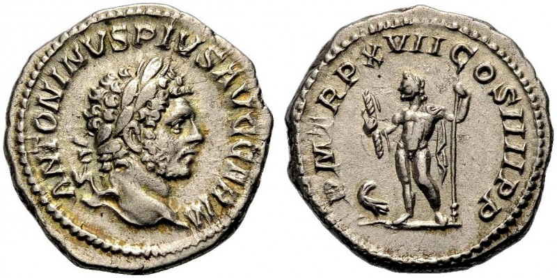 KAISERZEIT. Caracalla, 198-217. Denar, 214. Rom. ANTONINVS PIVS AVG GERM Büste m...