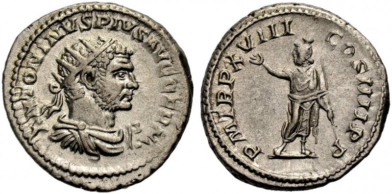 KAISERZEIT. Caracalla, 198-217. Antoninian, Rom, 215. Drap., gep. Büste mit Strk...