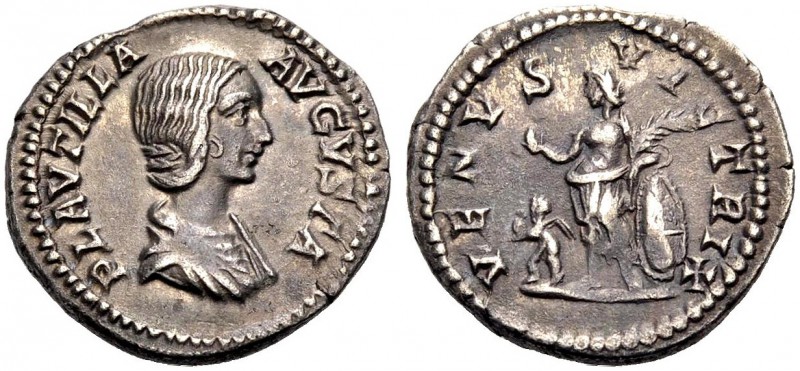 KAISERZEIT. Plautilla, Gattin des Caracalla, 202-212. Denar. Drap. Büste n.r. PL...