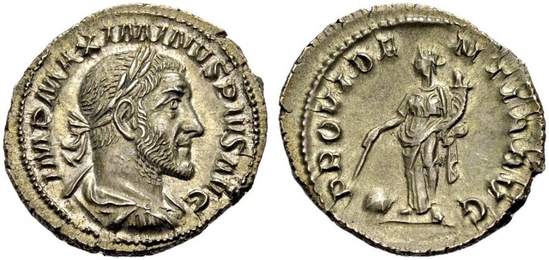 KAISERZEIT. Maximinus I. Thrax, 235-238. Denar, 236. Drap., gep. Büste, von hint...
