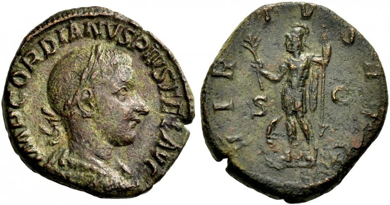 KAISERZEIT. Gordianus III., 238-244. Sesterz, 240. Drap. und gep. Büste mit L. n...