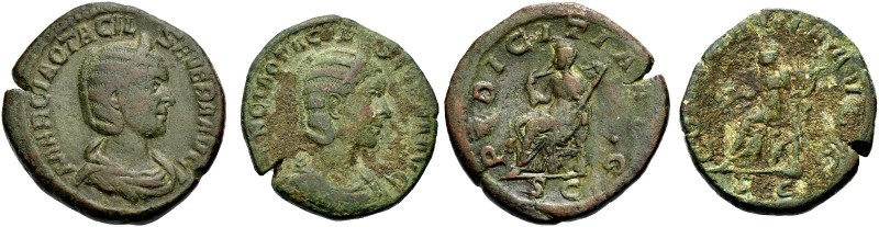 KAISERZEIT. Otacilia Severa, 244-249, Gattin Philippus I. Sesterz. Drap. Büste m...