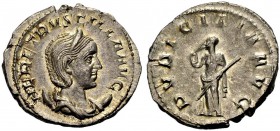 KAISERZEIT. Herennia Etruscilla, Gattin des Traianus Decius, 249-251. Antoninian. HER ETRVSCILLA AVG Drap. Büste n. r. auf Mondsichel. Rv. PVDICITIA A...