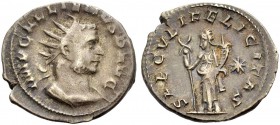KAISERZEIT. Gallienus, 253-268. Antoninian, ca. 257, Viminacium. IMP GALLIENVS P AVG Gep. Büste n. r. mit Strkr. Rv. SAECVLI FELICITAS Felicitas n.l. ...