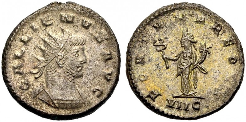 KAISERZEIT. Gallienus, 253-268. Antoninian, 266 Antiochia. Gep. Büste mit Strkr....