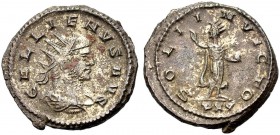 KAISERZEIT. Gallienus, 253-268. Antoninian, 267 oder später, Asia. GALLIENVS AVG Drap., gep. Büste mit Strkr. n. r. Rv. SOLI INVICTO Sol frontal stehe...