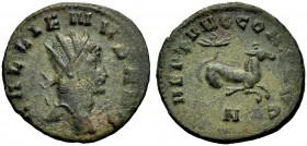 KAISERZEIT. Gallienus, 253-268. Antoninian, ca. 267-268, Rom. GALLIENVS AVG Büste mit Strkr. n. r. Rv. NEPTVNO CONS AVG/N Hippocamp n. r. 2,79 g. RIC ...