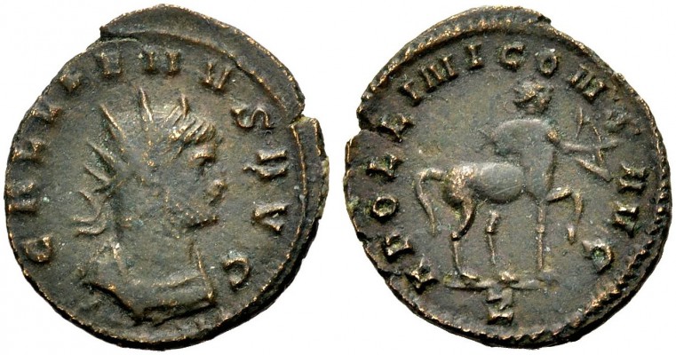 KAISERZEIT. Gallienus, 253-268. Antoninian. Gep. Büste mit Strkr. n.r. Rv. APOLL...