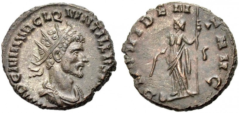 KAISERZEIT. Quintillus, 270. Antoninian. Rom. Bärtige, drap. gep. Büste mit Strk...