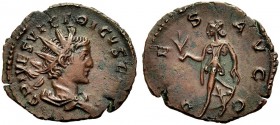 KAISERZEIT. Tetricus II. Caesar, 271-274. Antoninian. Münzstätte I. Drap. gep Büste mit Stkr. n. r. Rv. SPES AVGG Spes n.l. gehend. 2,21 g. RIC V/2,42...