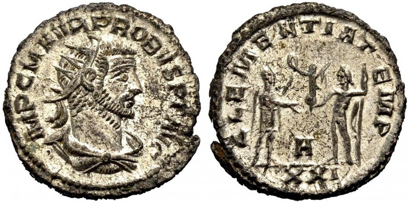 KAISERZEIT. Probus, 276-282. Antoninian, 281 Siscia. Drap., gep. Büste mit Strkr...