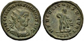 KAISERZEIT. Maximianus Herculius, 286-305. Antoninian, 286-288 Ticinum. Drap., gep. Büste mit Strkr. n. r. Rv. HERCVLI CONSERVAT Hercules auf seine Ke...