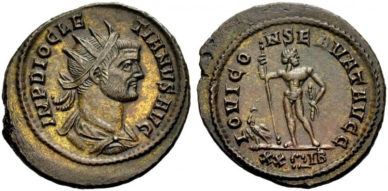 KAISERZEIT. Diocletianus, 284-305. Aurelianus, 292. Drap., gep. Büste mit Strkr....