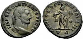 KAISERZEIT. Diocletianus, 284-305. Follis, ca. 298-299, Trier. Büste mit L. n. r. IMP DIOCLETIANVS PF AVG. Rv. GENIO POPV-LI ROMANI Genius, nackt, n.l...