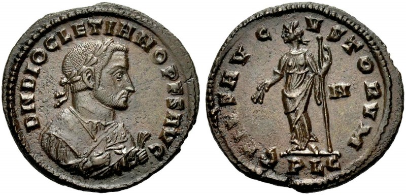 KAISERZEIT. Diocletianus, 284-305. Follis, 307, Lugdunum. Nach seinem Rücktritt....