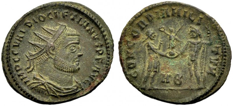KAISERZEIT. Diocletianus, 284-305. Teilstück, 295-296 Herakleia. Drap., gep. Büs...