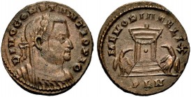 KAISERZEIT. Constantius I., 305-306. Nummus, postum, London, 307-310. DIVO CONSTANTIO PIO Drap., verschleierte Büste mit L. n.r. Rv. MEMORIA FELIX/ PL...