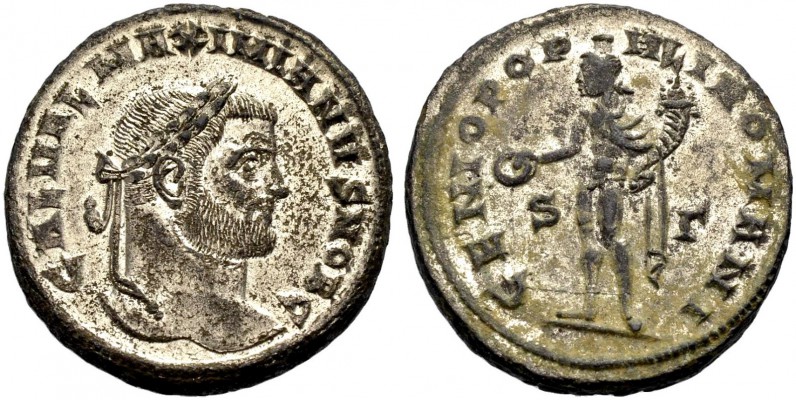 KAISERZEIT. Galerius Caesar, 293-305. Follis, 294. Siscia. Büste mit L. n. r. Rv...