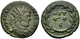 KAISERZEIT. Galerius Maximianus, 305-311. Teilstück, 297-298 Rom. Drap., gep. Büste mit Strkr., von hinten gesehen. Rv. VOT/ X.X/Ε im Lorbeerkranz. 2,...