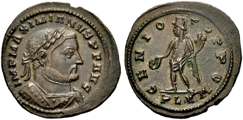 KAISERZEIT. Galerius Maximianus, 305-311. Nummus, London, 307. Gep. Büste mit L....