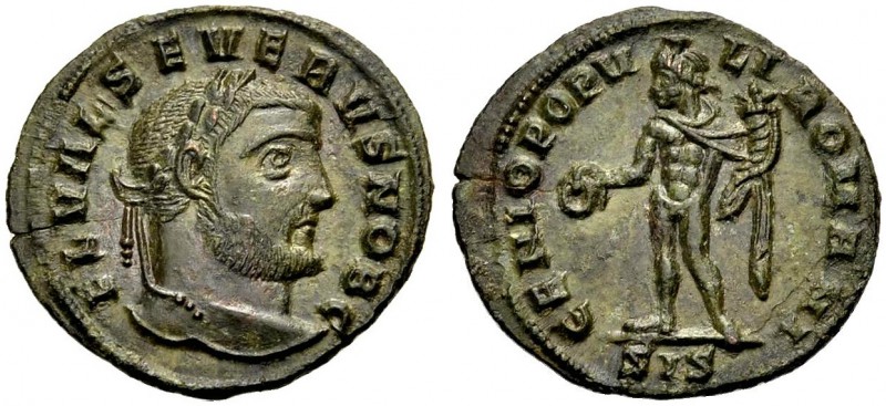 KAISERZEIT. Severus II. Caesar, 305-306. Nummus-Teilstück (Viertel-Follis), Sisc...