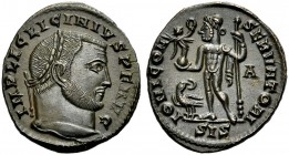 KAISERZEIT. Licinius I., 308-324. Nummus, 313-315. Siscia. Büste mit L. n. r. IMP LIC LICINIVS PF AVG Rv. IOVI CON- SERVATORI/ A /SIS Iuppiter frontal...