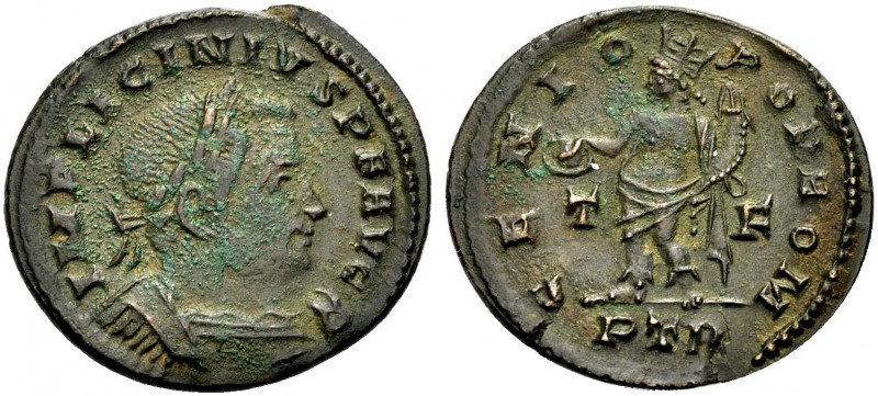 KAISERZEIT. Licinius I., 308-324. Follis, 316 Trier. IMP LICINIVS PF AVG Gep. Bü...