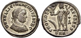 KAISERZEIT. Licinius II. Caesar, 317-324. Nummus, Nikomedia, 317-320. Drap., gep. Büste mit L. n.r. Rv. PROVIDEN - TIAE CAESS/./Δ/SMN Jupiter mit Zept...