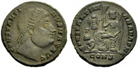 KAISERZEIT. Constantinus I. der Grosse, 307-337. Nummus, 328 Konstantinopel. CONSTANTI-NVS MAX AVG Kopf mit Diadem nach oben schauend. Rv. CONSTANTINI...