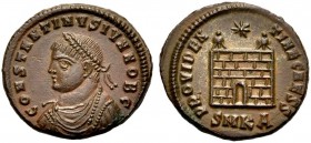KAISERZEIT. Constantinus II. Caesar, 317-337. Nummus, 324-325 Kyzikos. Gepanzerte Büste mit L n. l., von hinten gesehen. Rv. PROVIDEN - TIAE CAESS Lag...