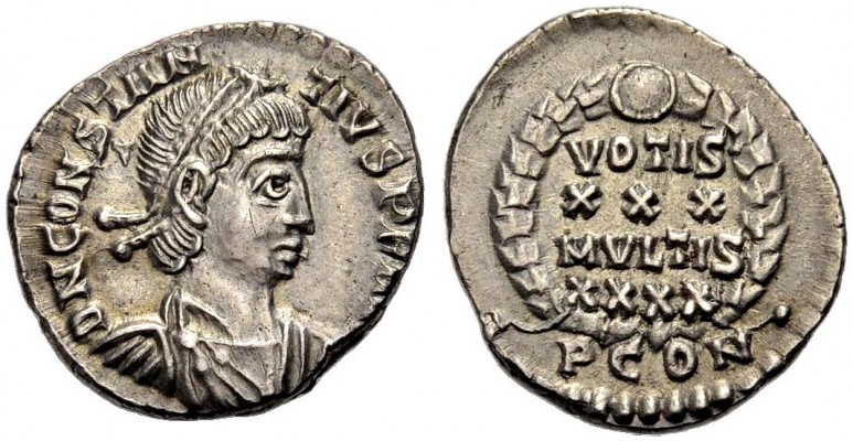 KAISERZEIT. Constantius II., 337-361. Siliqua, 355-360 Arles. Drap., gep. Büste ...