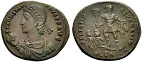 KAISERZEIT. Constantius II., 337-361. Nummus, Alexandria, 348-350. Drap., gep. Büste mit D. n.l., Globus in der r. Hand. Rv. FEL TEMP REPA - RATIO/ AL...