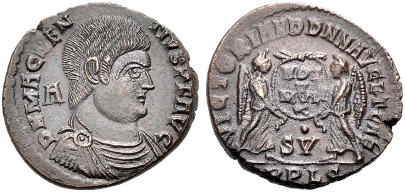 KAISERZEIT. Magnentius, 350-353. Maiorina, 350-353, Lugdunum. Drap., gep., barhä...